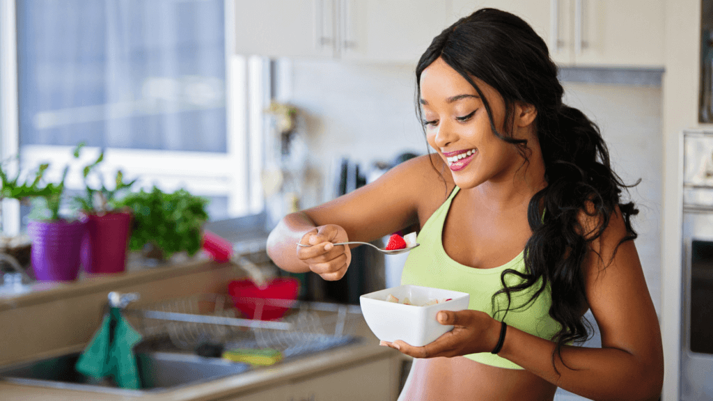 A girl Eating Healthy food