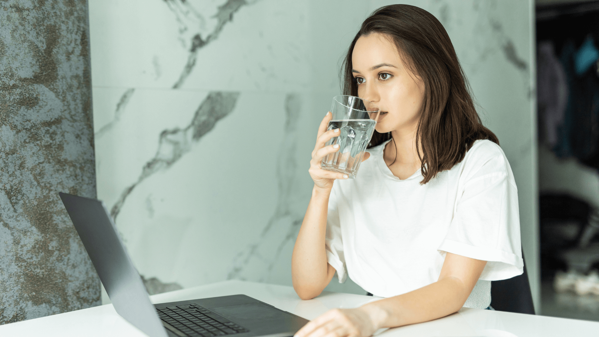 A girl drinking water