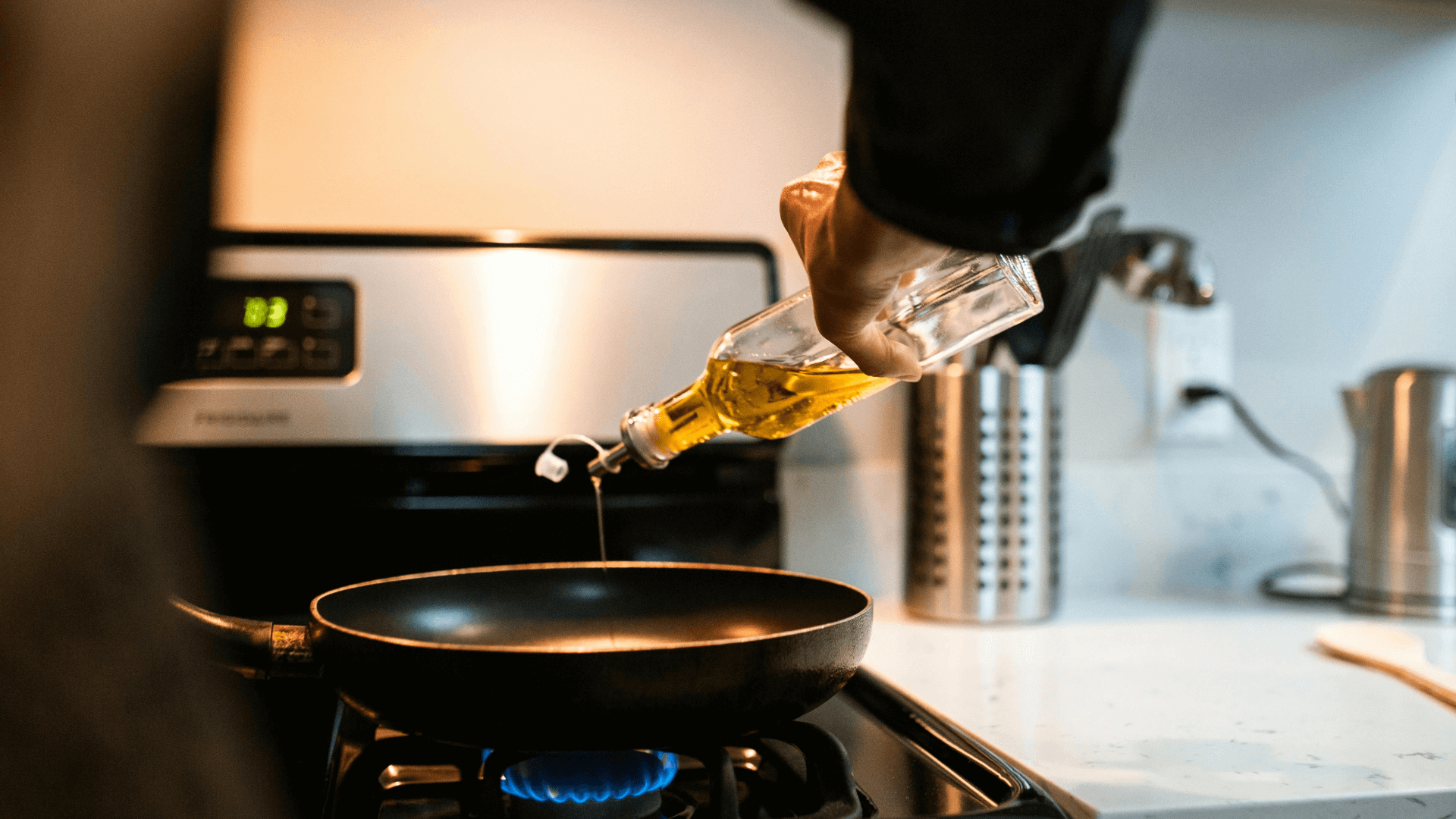 Oil poured in a Pan